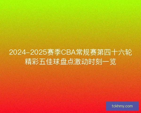 2024-2025赛季CBA常规赛第四十六轮精彩五佳球盘点激动时刻一览